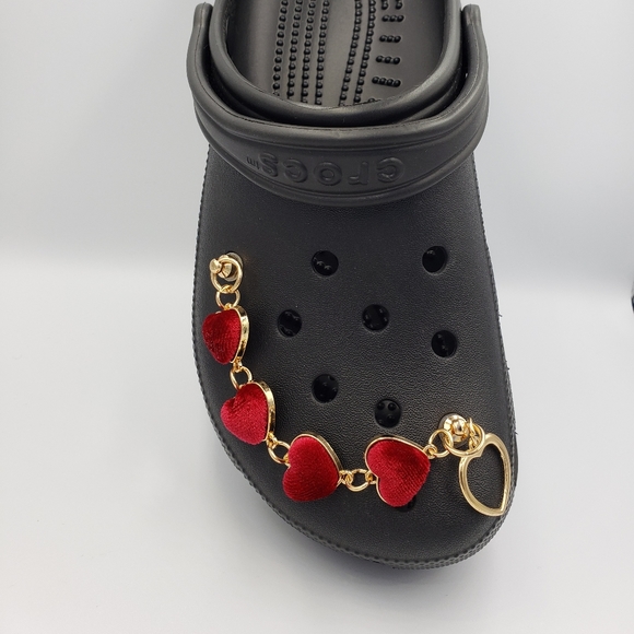 Red Velvet Hearts Bling Croc Shoe Chains Charm NEW - Picture 3 of 6